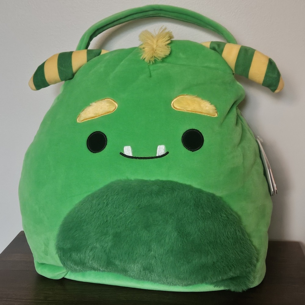 Squishmallows Callum 16" Green Monster Plush Halloween Treat Pail - NWT